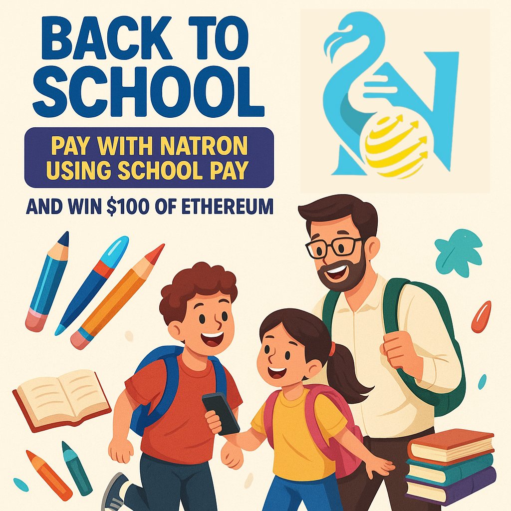 Natron01's tweet photo. 🎒 Back to School with Natron!
Pay school fees using School Pay and stand a chance to WIN $100 in Ethereum!
Secure, fast, and rewarding — powered by Natron.
📚 Let’s make school season smarter.
👉 https://t.co/q7mti2wXTO
#BackToSchool #PayWithNatron #SchoolPay
#Natron  #CryptoUtility #Presale #crypto #cryptocurrency #CryptoNews #CryptoTrading #trending