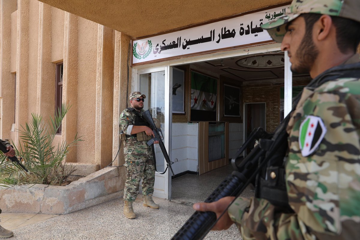 SyrianFree_Army's tweet photo. Our teams continue to work at Al-Seen Airport to secure it and protect it from sabotage. We will work day and night to protect civilians and prevent ISIS from seizing weapons. https://t.co/PY8elFJDXH