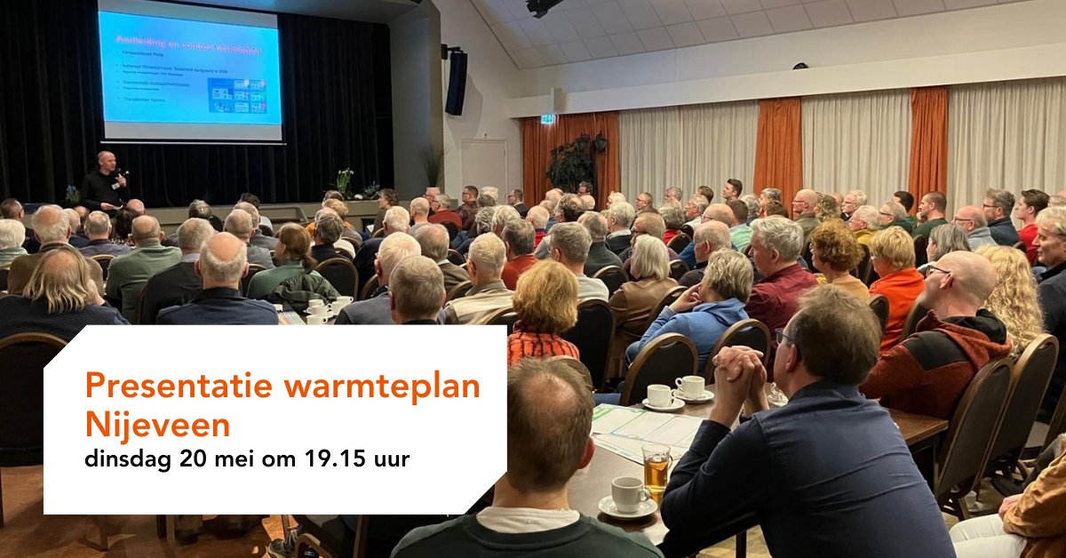Inwoners van Nijeveen dachten mee over het Warmteplan Nijeveen. Benieuwd naar de uitkomst en heb jij zelf nog ideeën? Dan ben je van harte welkom op:

 📅 Dinsdagavond 20 mei
 🕖 19.15 uur
 📍 De Schalle, Nijeveen

 Kom langs en denk mee over een aardgasvrij Nijeveen ♻️💚