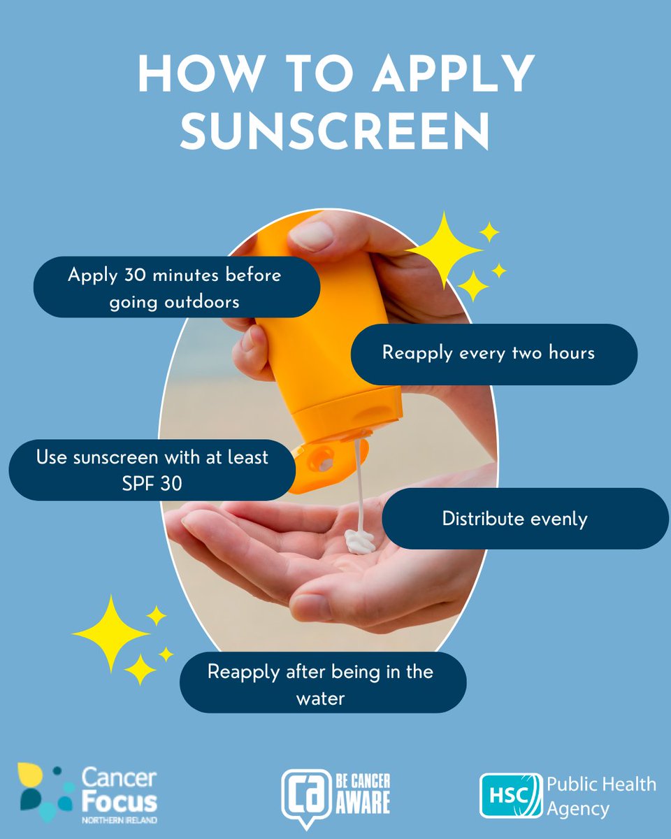 Public Health Agency (@publichealthni) on Twitter photo Itās important to protect your skin from harmful UV rays even if it is cool or cloudy. š„ļø
For a good level of protection, choose a sunscreen that offers protection from both UVA and UVB radiation.
For more information visit careinthesun.org
<a href="/CancerFocusNI/">Cancer Focus Northern Ireland</a> Itās important to protect your skin from harmful UV rays even if it is cool or cloudy. š„ļø
For a good level of protection, choose a sunscreen that offers protection from both UVA and UVB radiation.
For more information visit careinthesun.org
<a href="/CancerFocusNI/">Cancer Focus Northern Ireland</a>