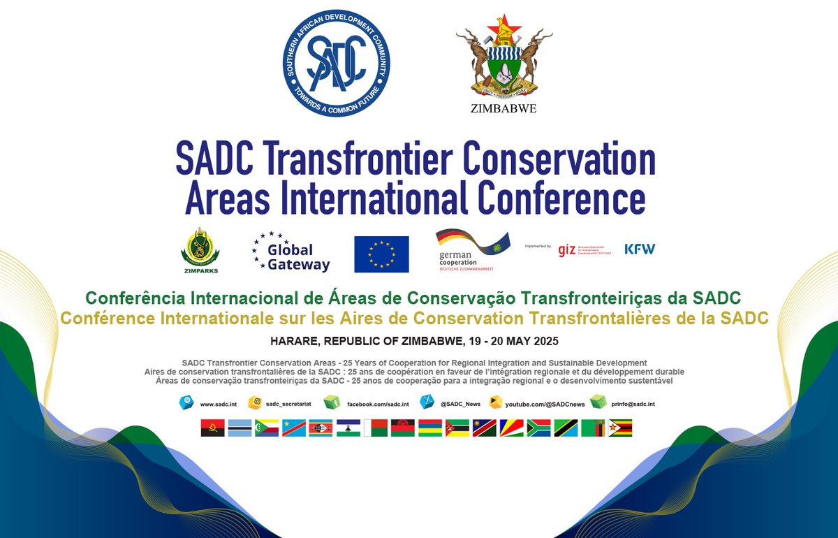 Southern Africa strengthens Transfrontier Conservation efforts ahead of landmark #SADCTFCA2025 Conference. Read more sadc.int/latest-news/so…