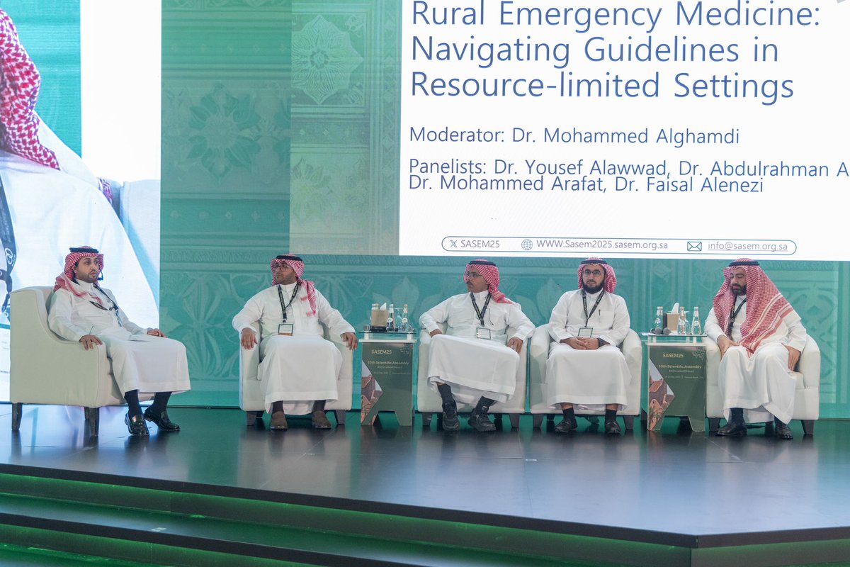 Navigating the toughest terrains in healthcare!

The #SASEM25 panel on Rural Emergency Medicine shed light on real-world strategies and guidelines for saving lives in resource limited settings.
Bridging gaps where it’s needed most.

Moderator: Dr. Mohammed Alghamdi 

Panelist: