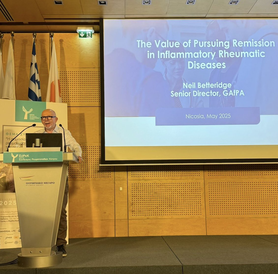 Neil Betteridge (@neil_betteridge) on Twitter photo CYPLER’s conference in Nicosia has gathered patient advocates & HCPs to consider remission in rheumatic disease. Honoured to share an update on GAfPA’s work on the Value of Pursuing Remission, which is often possible but too rarely pursued. <a href="/globalafpa/">Global Alliance for Patient Access</a> CYPLER’s conference in Nicosia has gathered patient advocates & HCPs to consider remission in rheumatic disease. Honoured to share an update on GAfPA’s work on the Value of Pursuing Remission, which is often possible but too rarely pursued. <a href="/globalafpa/">Global Alliance for Patient Access</a>