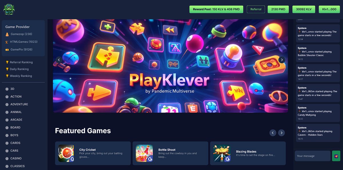 tronsworldinc's tweet photo. @KleverWorld 🌎 introduces @klever_org 🧠 @klever_io 📱 @brunocampos_ssa 💼 @Pandemic_Games_ 🎮

Pandemic Multiverse is a blockchain-based gaming ecosystem that combines play-to-earn mechanics with NFT ownership across multiple games.  Originally launched as TronGameCenter in 2019, it transitioned to the Enjin ecosystem in 2021 and is currently migrating to KleverChain.  The platform features titles like Pandemic Shooter, Pandemic Space Combat, and Pandemic World, as well as mobile games such as 8 Ball Pool and Arcade Gaming Hall.  Players can earn Klever (KLV), Pandemic Diamonds (PMD), and other tokens through weekly competitions and in-game achievements.  The ecosystem emphasizes decentralized item ownership via NFTs, allowing players to trade and use their assets across different games within the multiverse.  

#PandemicMultiverse is the ultimate gaming experiences hosted on the blockchain #Klever #KLV #KleverChain #KleverWallet it functions simultaneously, & with the upcoming #KVM it will be a flawless victory.🏆

What to look out for with the release of the Klever Virtual Machine - Pandemic Space Combat 🚀, Pandemic Shooter 🪖, Pandemic World 🌎, Pandemic Guys 👦, Legacy Of Skulls 💀, & Moto Racing 🏍

On top of the already popular game centers, and games with contributes by @SkullKleverCoin @velix_vlx, @MotoKoin,
@BabyPengoCoin, @nja_coin, @kleverkid_coin, & Jos & obviously @KleverWorld and my hero @AdlerSofie 🌟

Upcoming this month - Klever Virtual Gaming  Hub with over 1,000+ Mini Games! Play anywhere, on any device or PC. 

$PMD $PMT $KLV $KLW $KFI $VLX $MOTO $BPGOK $SKC $NJA $KID

https://t.co/isOdSxHMZu

#PandemicMultiverse #PlayAndEarn #KleverGaming #CryptoRewards #Web3Gaming #GameOnKlever

"Building The Future Of Web3"

Klever is a blockchain platform and ecosystem focused on providing secure, user-friendly tools for crypto users, developers, and businesses. It includes the Klever Wallet, KleverChain (a native blockchain), Klever Exchange, and KleverOS for app integration. Designed for speed, security, and simplicity, Klever supports staking, DeFi, NFTs, and GameFi, making it a versatile platform within the Web3 space.

https://t.co/0lGeZmiAc1 👽

https://t.co/hoSSE5rCZh 🍎

https://t.co/Zaw2GNqGdh 🌎

Trons World is a Canadian-based blockchain platform that integrates gaming, e-commerce, and digital services, leveraging both the TRON and Klever blockchains to offer a secure and transparent user experience.  The ecosystem features its own tokens—TRW (Trons World) and KLW (Klever World)—which are utilized across various applications, including NFT marketplaces, GameFi titles like Pandemic Guys and Pandemic World, and a crypto-powered electronics store.  Users can engage with the platform through the Klever Wallet or TronLink, enabling seamless participation in decentralized finance, gaming, and online shopping.  Trons World aims to create a unified digital environment where blockchain technology enhances everyday online activities.  

@trondao @sunyuchentron

TRON is a high-performance blockchain platform designed to decentralize the internet by enabling fast, low-cost digital content sharing and smart contract execution. Founded by Justin Sun in 2017, TRON supports decentralized applications (dApps), token creation via the TRC-20 standard, and decentralized finance (DeFi) platforms. Its Delegated Proof-of-Stake (DPoS) consensus mechanism allows for high throughput and scalability, making it ideal for gaming, NFT, and financial ecosystems. TRON’s native cryptocurrency is TRX, used for transactions, governance, and staking within its network.

#TRON #TRX $TRX $TRW

https://t.co/T5uJ1x1QYP 🌏 

"Powering the Future of Play and Pay." @Pandemic_Games_ 🎮 

"Trons World – Your Gateway to the Digital Frontier." @tronsworldinc 🌎 

"Enter the Game. Own the World." 🫵