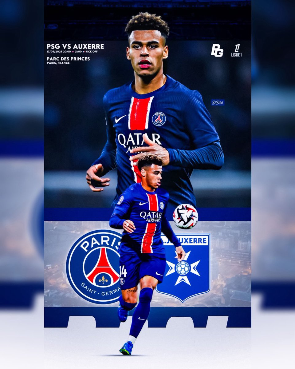 Blaise (@blaisengn) on Twitter photo MATCHDAY
<a href="/PSG_English/">Paris Saint-Germain</a> VS <a href="/AJA/">AJ Auxerre</a>
📆 17/05/2025
⏰ 20:00 🇬🇧 21:00 🇫🇷
📍PARC DES PRINCES
#psg #desiredoue #Ligue1 #graphics #auxerre MATCHDAY
<a href="/PSG_English/">Paris Saint-Germain</a> VS <a href="/AJA/">AJ Auxerre</a>
📆 17/05/2025
⏰ 20:00 🇬🇧 21:00 🇫🇷
📍PARC DES PRINCES
#psg #desiredoue #Ligue1 #graphics #auxerre