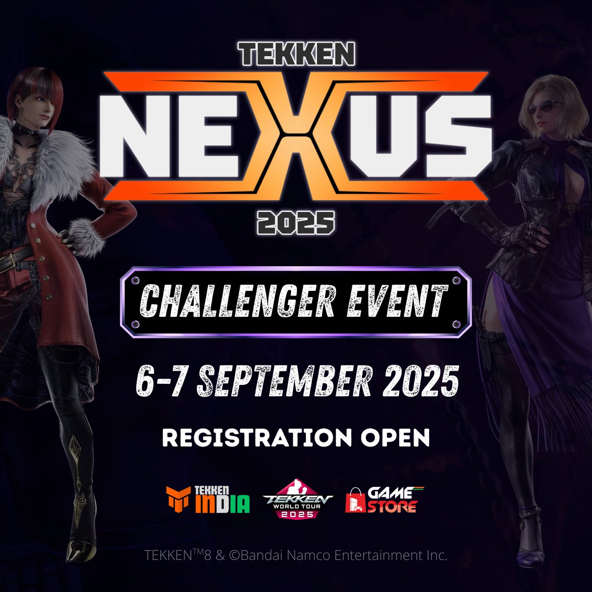 gamestoreind's tweet photo. Tekken Nexus 2025 is here.
India’s top fighters. Tekken 8. One champion.
📍 Pacific Mall, New Delhi
📅 6th &amp; 7th Sep 2025
🏆 ₹1,96,000/-
🎮 Double elimination
Ready to fight?
Register now → https://t.co/nL1xJJLbSm
Official trailer: https://t.co/ANW9qSCch5 https://t.co/VKzviKKV7R