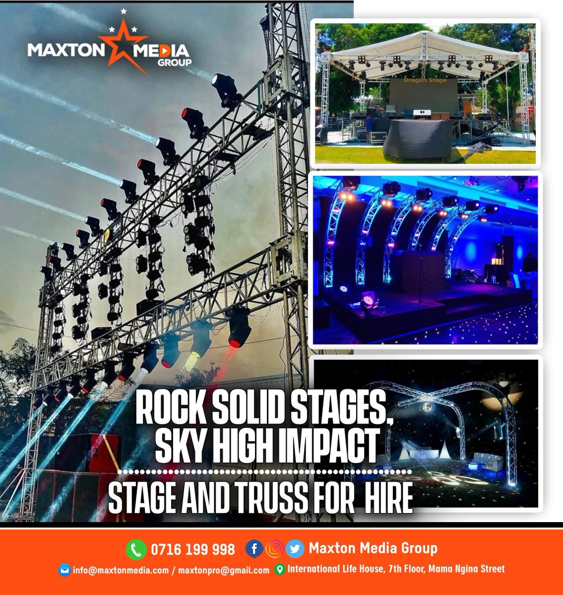 MaxtonMediaKE's tweet image. Light up your Saturday event with pro stage lights, sound, and stage setups! Make your event unforgettable-book now!
#StageLights #EventSound #EventStage #LightingDesign #EventTech #SaturdayVibes #EventProfs #EventPlanning #LiveEvents #PartySetup