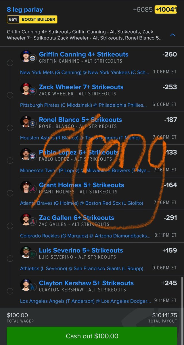 LiftsBeach's tweet image. 🚨 Ks Parlay!!! GOOD MORNING X!

BOOST BUILDER USED!! +10K odds. Let’s have another BIG day!!! 

I won’t put out as many today it was an itch that needed scratched yesterday🥹 $200 to 3 peoples who like/share/follow paid when we cash! Just had 10 giveaway winners in the cord last…