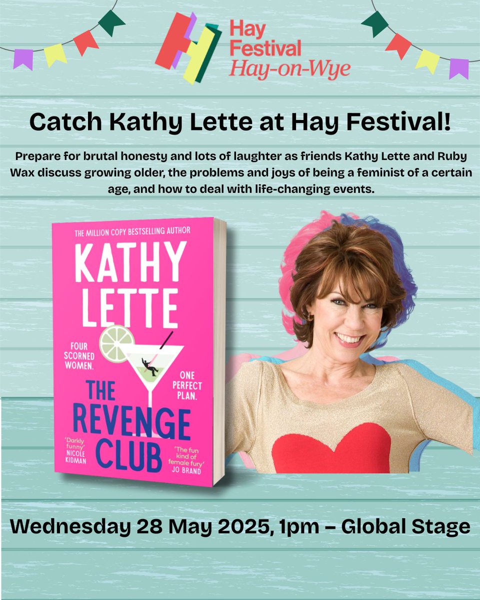 Aria Fiction (@ariafiction) on Twitter photo <a href="/KathyLette/">Kathy Lette</a> will be chatting to <a href="/Rubywax/">Ruby Wax</a> at <a href="/hayfestival/">Hay Festival</a> about her new novel the Revenge Club! - an outrageously funny, subversive and irreverent romp from the wickedly wicked mind of bestselling Australian author.
Click the Link for tickets! bit.ly/3SG1Zdw <a href="/KathyLette/">Kathy Lette</a> will be chatting to <a href="/Rubywax/">Ruby Wax</a> at <a href="/hayfestival/">Hay Festival</a> about her new novel the Revenge Club! - an outrageously funny, subversive and irreverent romp from the wickedly wicked mind of bestselling Australian author.
Click the Link for tickets! bit.ly/3SG1Zdw