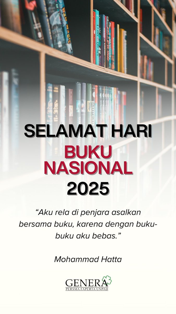 persmagenera's tweet photo. Selamat Hari Buku Nasional! 
Buku adalah jendela dunia, mari terus membuka wawasan dengan membaca.
#HariBukuNasional https://t.co/eLXrlq30Ie
