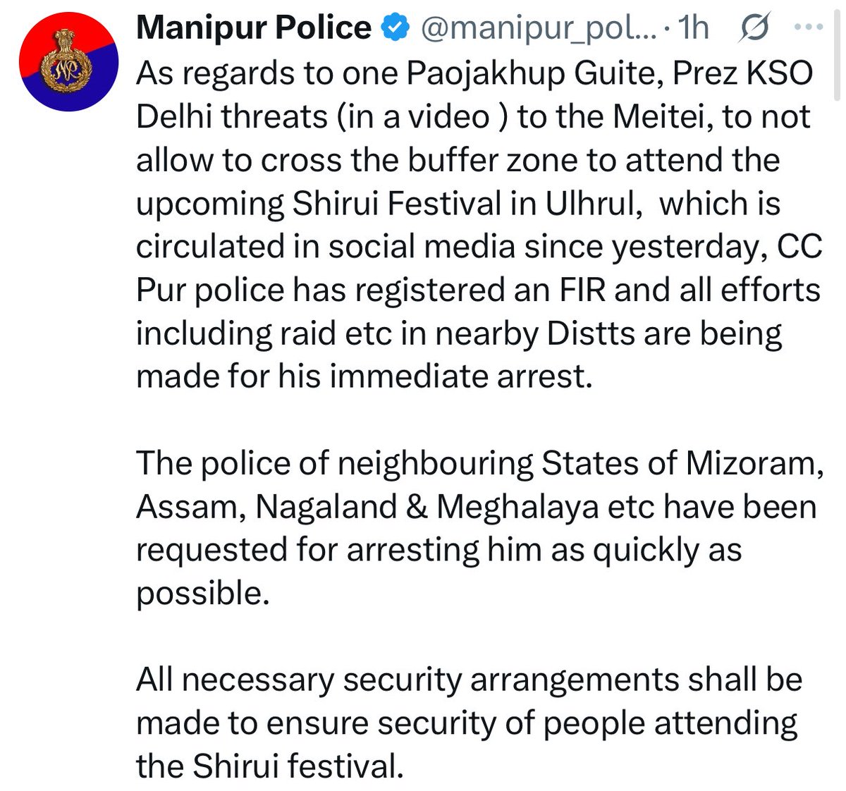 HOHOI MATE (@igamhilouham) on Twitter photo Paojakhup mentioned in the video that “there is something called a buffer zone,” & since tensions between the the two communities are still high, neither side should cross into each other’s buffer zones. Why’d this stance be considered wrong? <a href="/manipur_police/">Manipur Police</a> Paojakhup mentioned in the video that “there is something called a buffer zone,” & since tensions between the the two communities are still high, neither side should cross into each other’s buffer zones. Why’d this stance be considered wrong? <a href="/manipur_police/">Manipur Police</a>