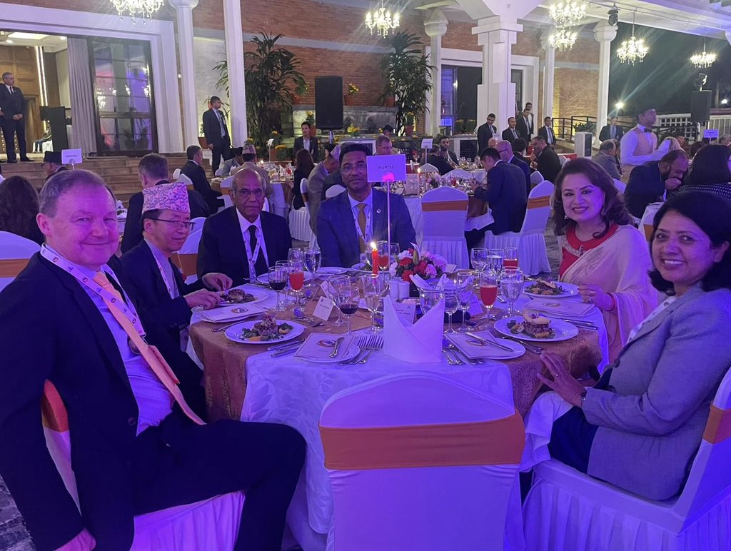 bandanarana2014's tweet photo. #SagarmathaSambaad last night 
Honored to attend the Gala dinner hosted by the Prime Minister 
#ClimateChangeDialogue #Nepal @Arzuranadeuba @kpsharmaoli https://t.co/3VQEGWLAiL