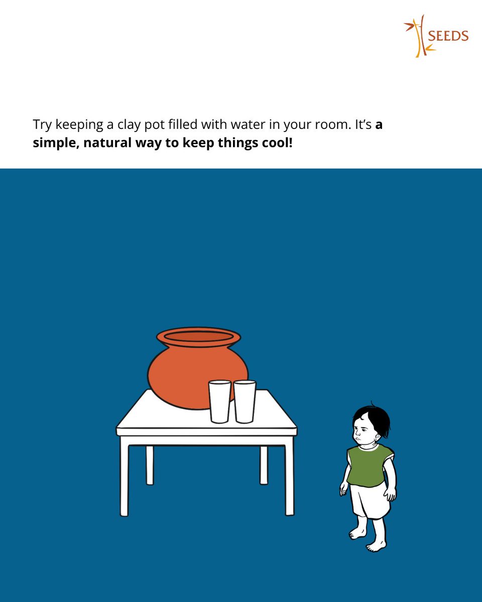 SeedsIndia's tweet image. Anjali, a SEEDS volunteer, keeps her home cool this summer using easy, low-cost solutions such as painting her roof white. She also uses a damp cloth as an efficient cooler. 
Try her smart safety tips!
#HeatwaveTips #Summer #DisasterResilience #ClimateResilience #Resilience
(1/3)