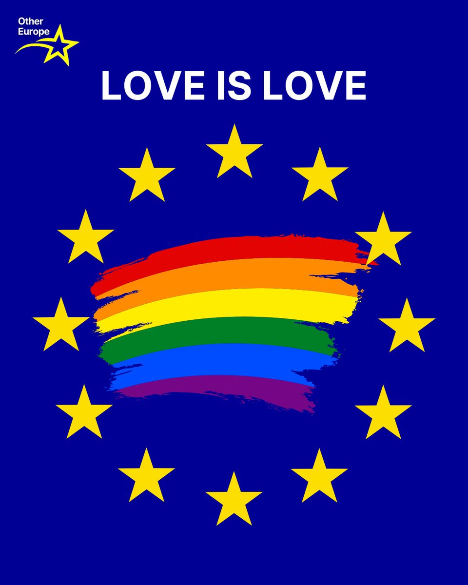 other_europe's tweet photo. On #IDAHOBIT, we stand for a Europe where everyone can love freely &amp; live proudly.

We want a Union that celebrates diversity &amp; protects the rights of every person, in every corner of our continent.

Love is love. Rights are rights. A united, federal Europe must protect everyone. https://t.co/A4Hyfomsqi