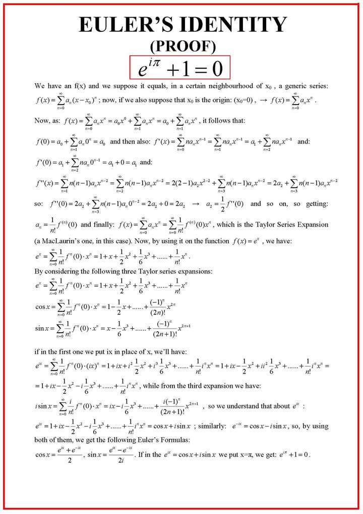 skglearning's tweet image. EULER&apos;S IDENTITY-PROOF.