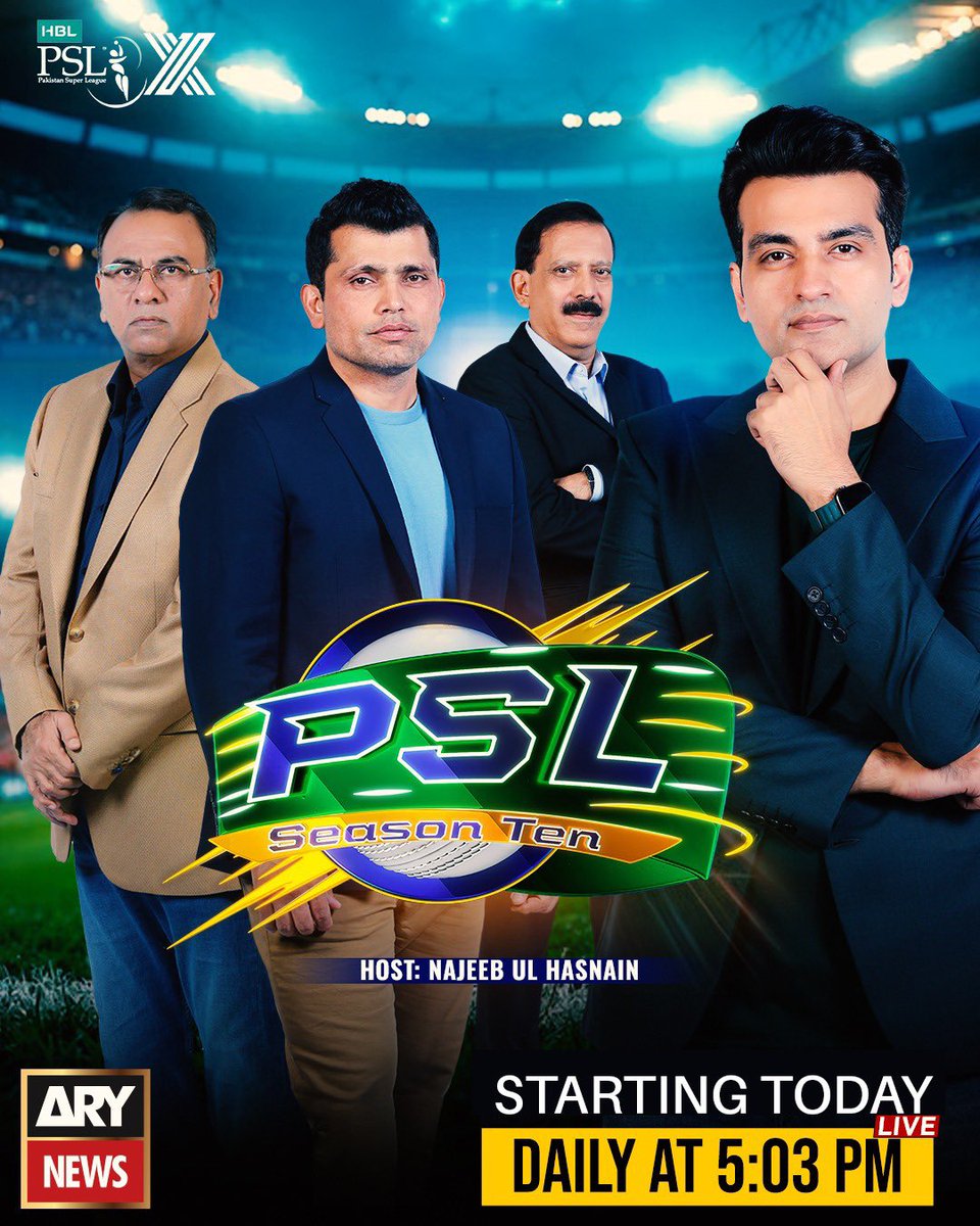 ImNajeebH's tweet photo. Dont forget to tune in daily at 5:03pm only on arynews 
#PSLX #restarts https://t.co/VXvyliG2WU