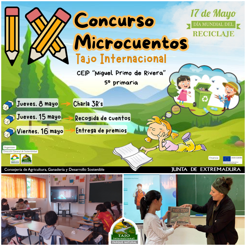 Hoy, 17 de mayo, celebramos el Día Mundial del Reciclaje y como llevamos haciendo varios años, con los alumnos de 5º de primaria del CEIP “Miguel Primo de Rivera”, organizamos un concurso de microcuentos sobre el reciclaje.

#DíaMundialDelReciclaje