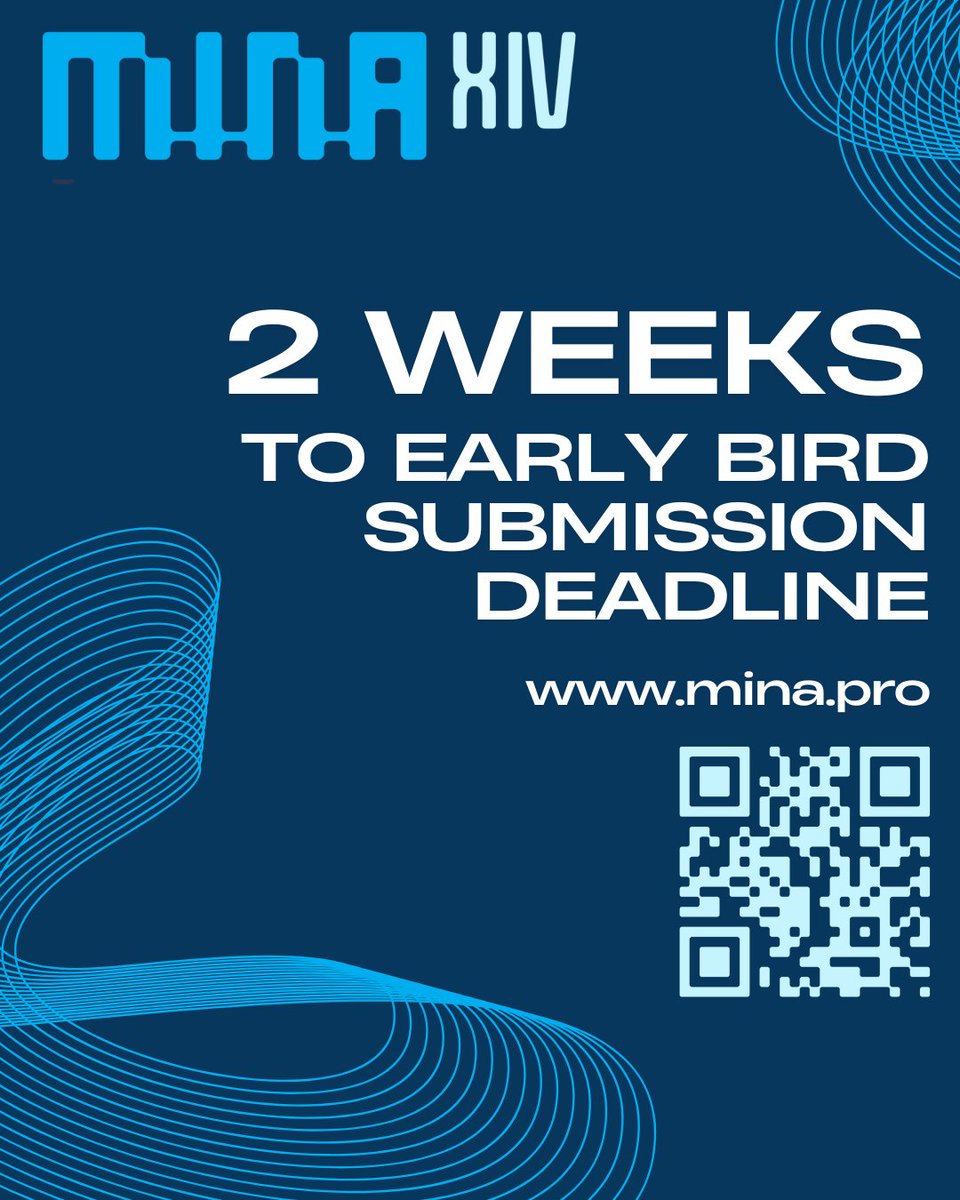 We are 2 weeks away from early bird submission deadline for the 14th MINA Smartphone Film Festival  Submission: filmfreeway.com/mina   Submit by 31st May for MINA’s best rates  Infos about categories mina.pro | #MINA2025 screening at ACMI, Melb, Aus 24-10-25