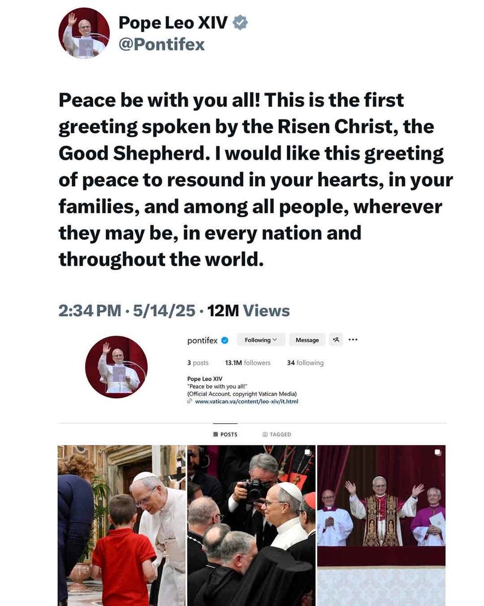 Pope Leo XIV on social media: Instagram and X accounts up and growing 👼 scross.co.za/2025/05/pope-l…