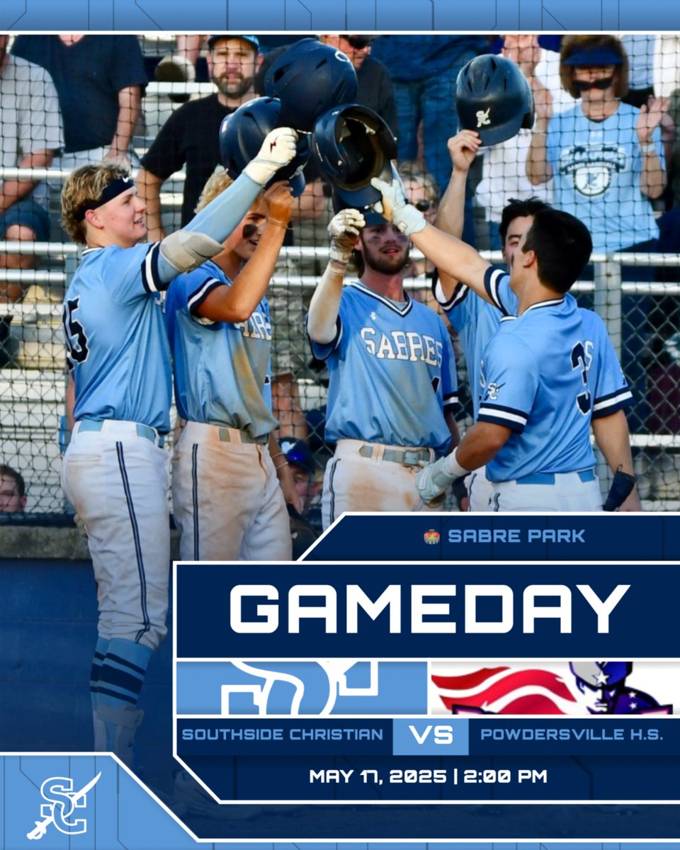 Gameday as the #SabreBoys host the Powdersville Patriots in game 2 of the Upper State playoffs. 

📅 Saturday, May 17th
⏰ 2:00 PM
🏟️ Sabre Park
📍 Southside Christian School