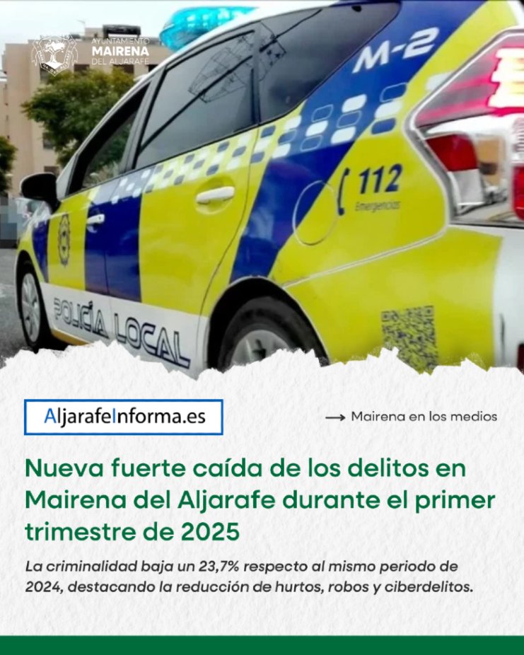 🚔 La criminalidad baja un 23,7% respecto al mismo periodo de 2024, destacando la reducción de hurtos, robos y ciberdelitos.

📰 f.mtr.cool/bbhewnwqgy