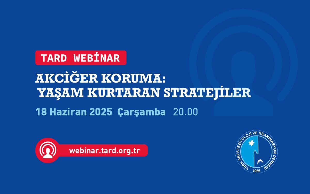 TARD 3.Bölge Temsilciliği tarafından 18 Haziran 2025 Çarşamba günü saat 20.00’de “Akciğer Koruma - Yaşam Kurtaran Stratejiler” konulu webinar toplantısı gerçekleştirilecektir.
Herkesin katılımına açık olan bu etkinliğimize online olarak katılabilirsiniz:
webinar.tard.org.tr