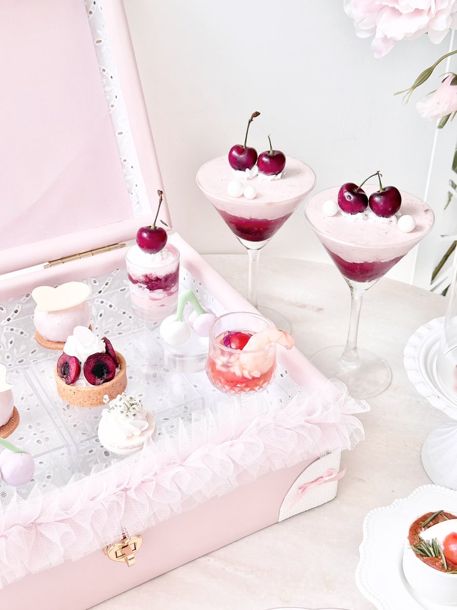 BABY♡マシェリワンピース♡カチューシャセット(チェリーピンク)日本製 🎀🤍🎀🤍🎀🤍🎀🤍🎀🤍🎀🤍🎀 ＼🍒チェリーのトランクボックス