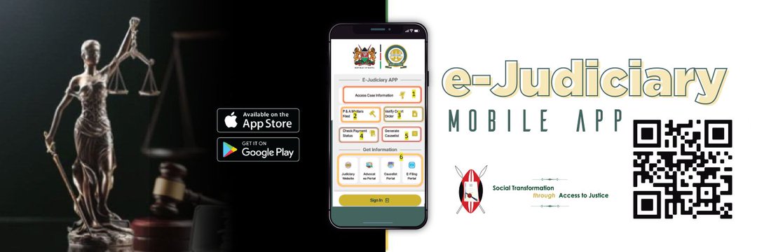 and_cbo's tweet photo. The E-Judiciary Mobile Application is now available on Google App and the App Store. The app serves as a virtual courthouse. @amnesty @Kenyajudiciary
@LawSocietyofKe @VOCALAfrica_
@bonifacemwangi @CJMarthaKoome
@AmnestyKenya @AmnestyEARO
#HakiApp #AlphaOmegaKe https://t.co/ukJGs6OfB5