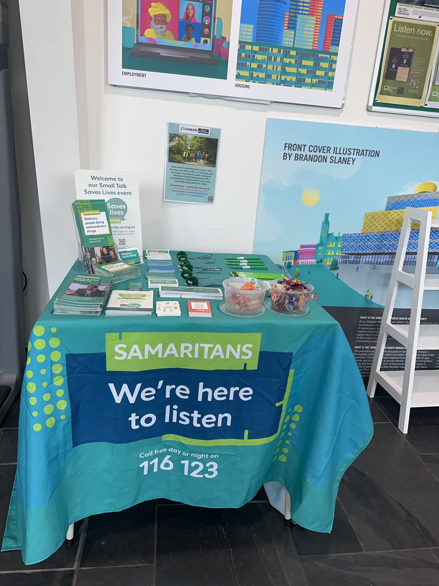 We’re here with <a href="/BrumYODO/">BrumYODO CIC</a> for their pop-up event 💚   

Talking about death can be a taboo subject, but we’re always here to listen if you're struggling or need to talk. <a href="/samaritans/">Samaritans</a> are here for you, 24/7 📞 116123 #DeathPositivity #Birmingham #SupportEachOther #griefkid 🤝