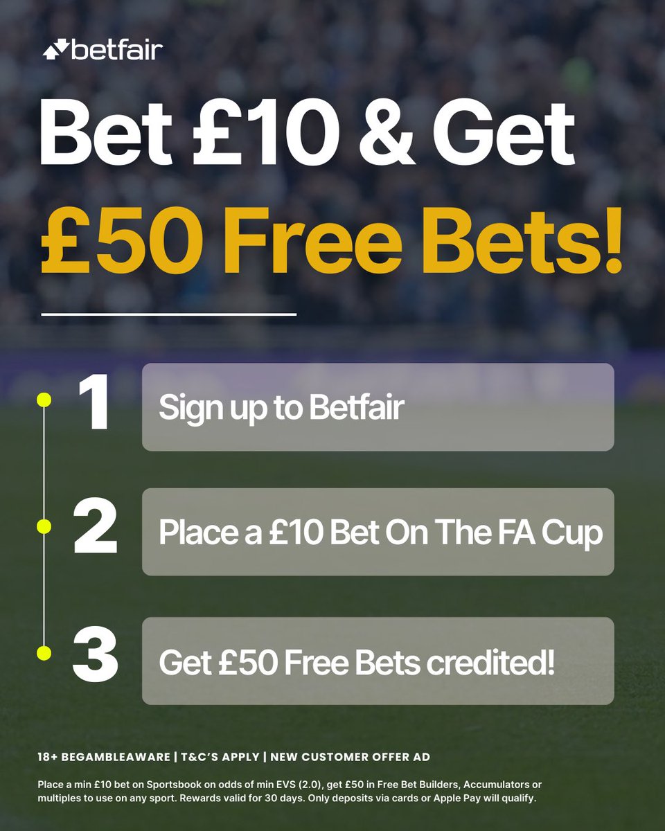 🏆 FA CUP FINAL SPECIAL!

🏟️ Crystal Palace Vs Man City

Add Bet Here: tinyurl.com/BB-FAVALUE

Get £50 Free Bets: tinyurl.com/BB-BF50

18+ BeGambleAware