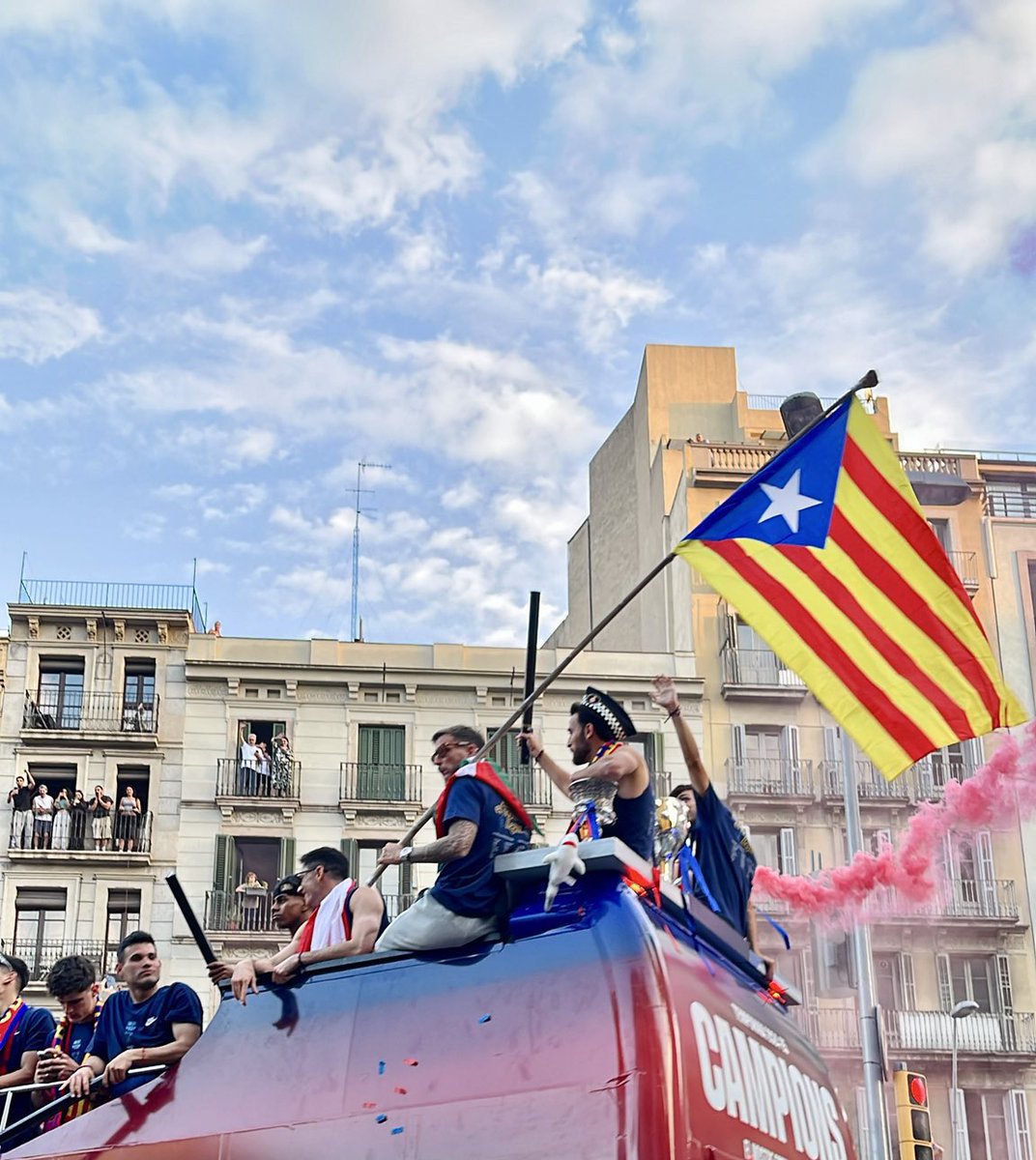 Two of the most hated thing in the Spanish Capital of Madrid is the Catalonia and Basque.
He wears The Basque flag around him while he waves The Catalan flag high in the air.

Inigo Martinez represents Anti Madrid in every way and we love it all.