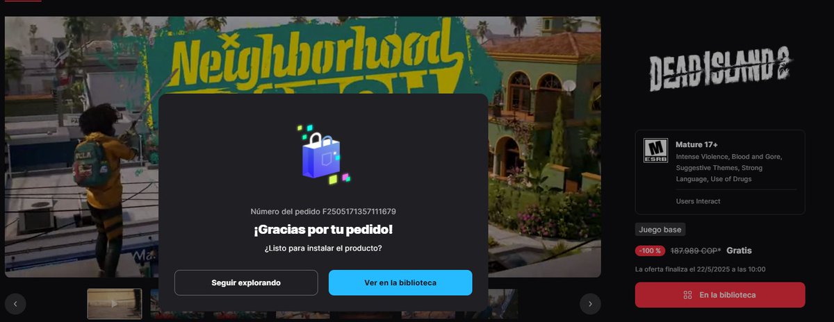 #Deadisland2 Esta Gratis en #EpicGames Si les gusta este tipo de juegos aprovechen.