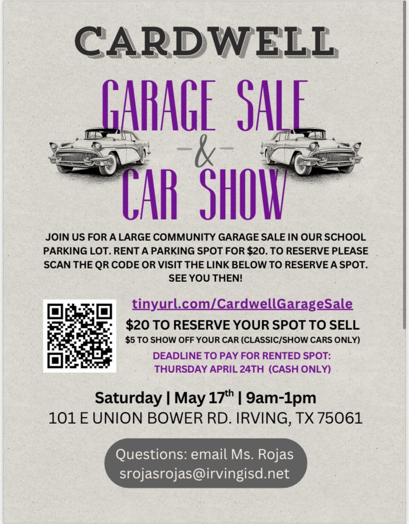 The Garage Sale and Car Show are now in full swing…come by and check it out!