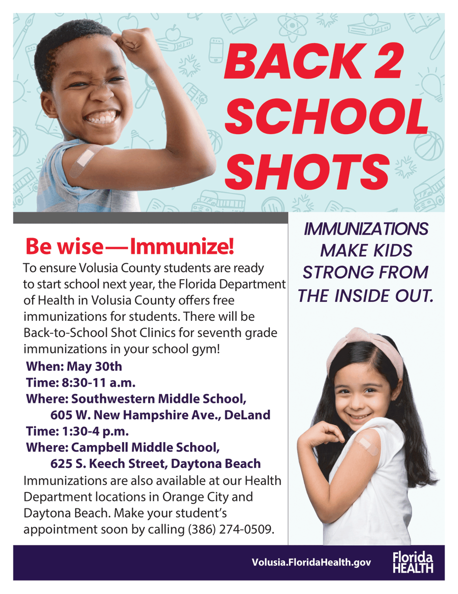 volusiaschools's tweet photo. Call @HealthyFla at 386-274-0509 to make your appointment. 📆 https://t.co/m2RW9sepUD