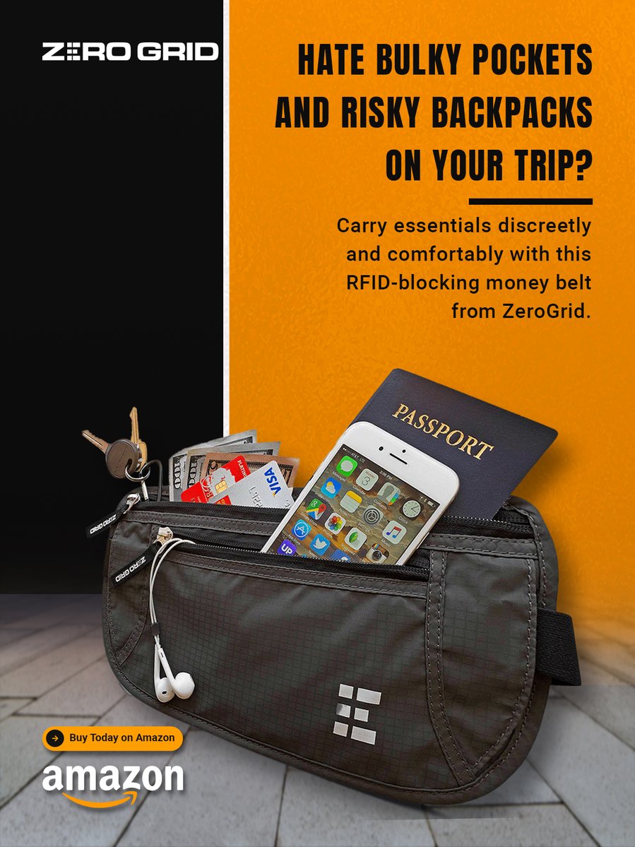 Zero_Grid's tweet image. Ditch bulky pockets. Carry cash discreetly and comfortably with our RFID-blocking travel money belt.
amazon.com/stores/page/4A…?
#MoneyBelt #RFIDBlocker #SafeTravel #HiddenMoneyBelt #TravelEssentials #ZeroGrid #TravelSecurity #DiscreetTravel #AntiTheft #TravelAccessories #RFIDTravel
