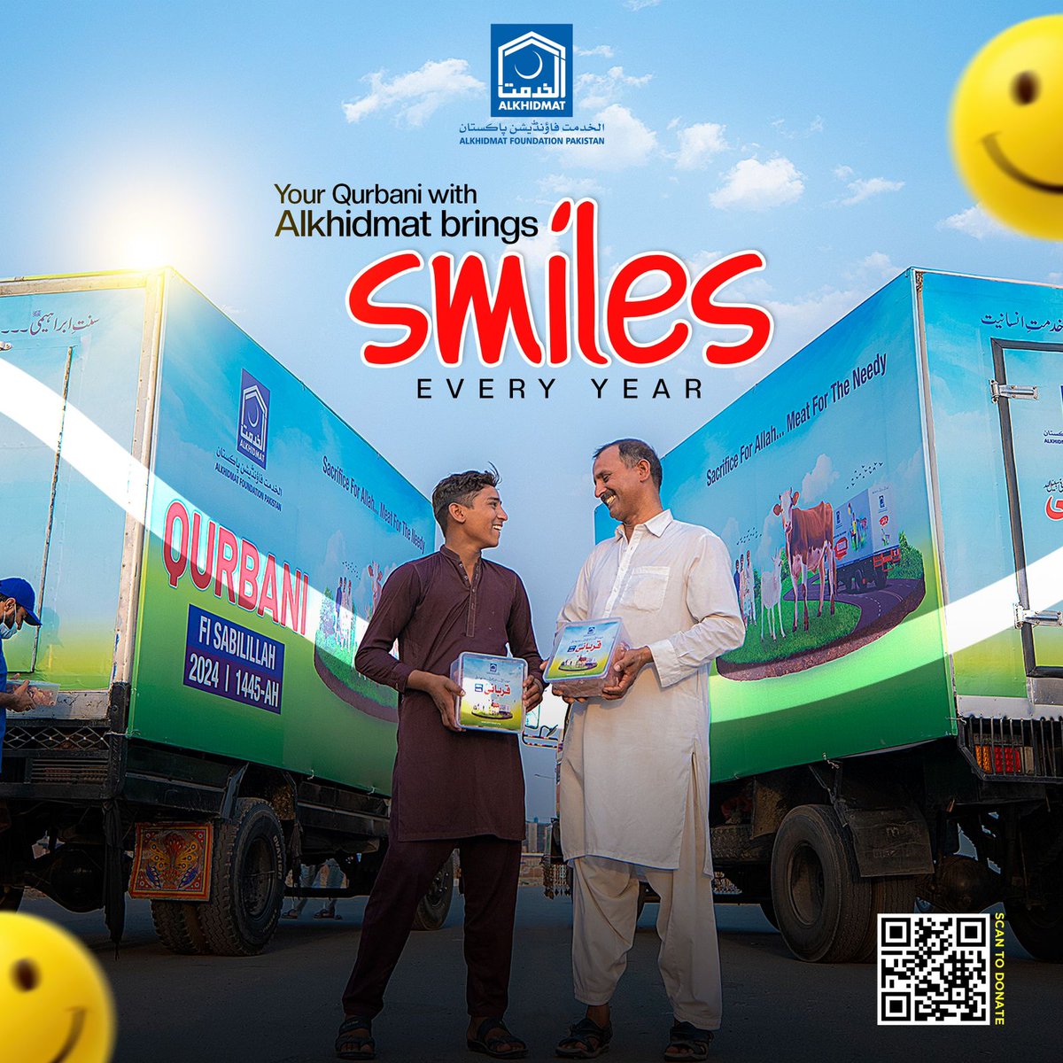 Alkhidmat the name people of Pakistan are trusting since decades. Your Qurbani with 
Alkhidmat on coming Eid UL ADHA will be serving food to many deserving and needy people 
#QurbaniWithAlkhidmat