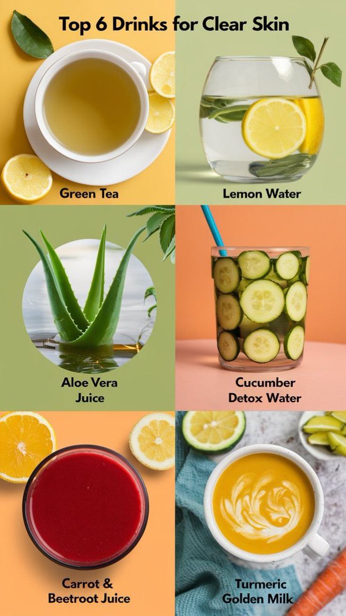 Iamihuoma's tweet photo. Top 6 drinks for clear skin 
#Skinca 
#skincareroutine 
#shorts https://t.co/Tu7JwgMMB8