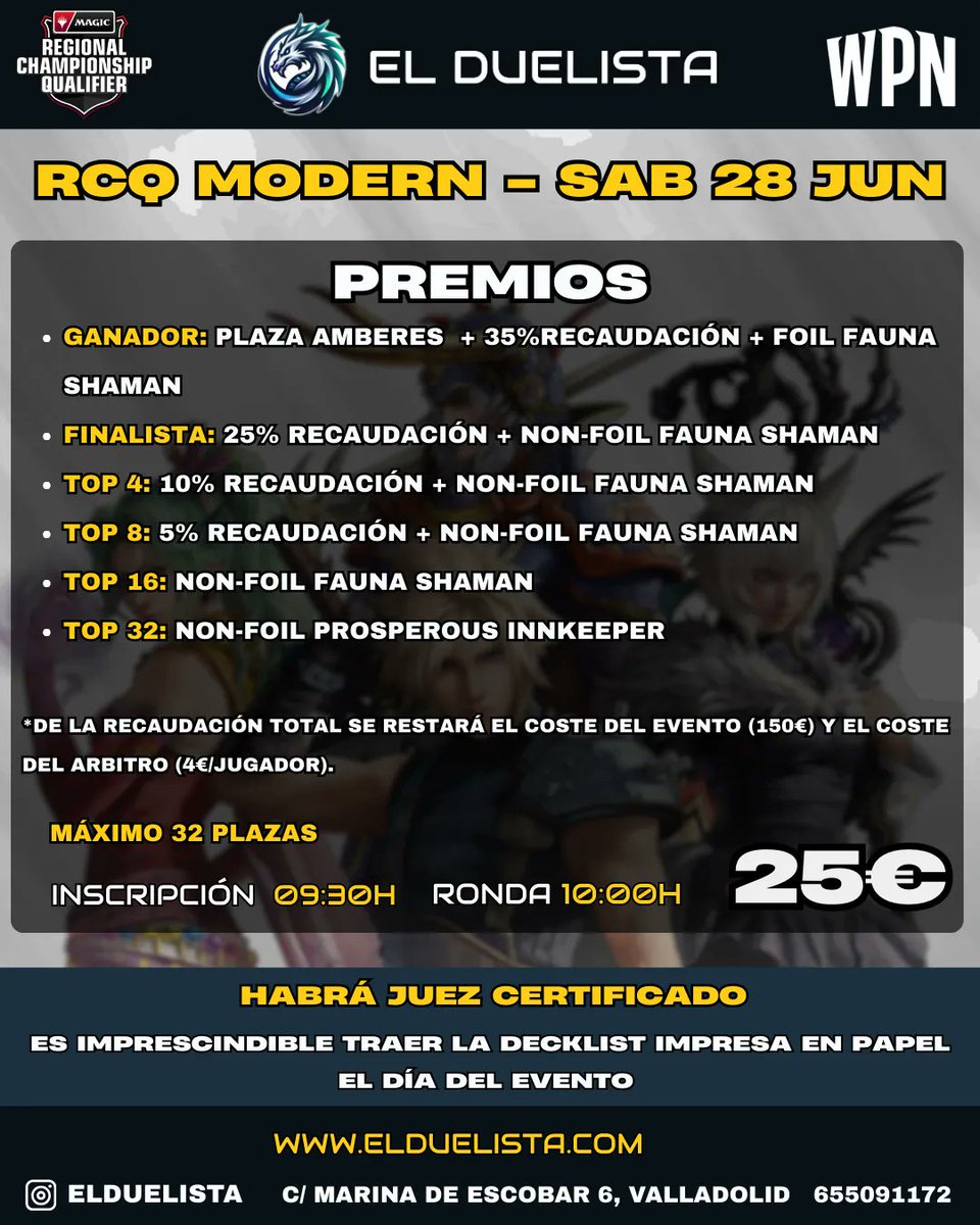 RCQ VALLADOLID - 28 JUNIO
elduelista.com/products/mtg-r…