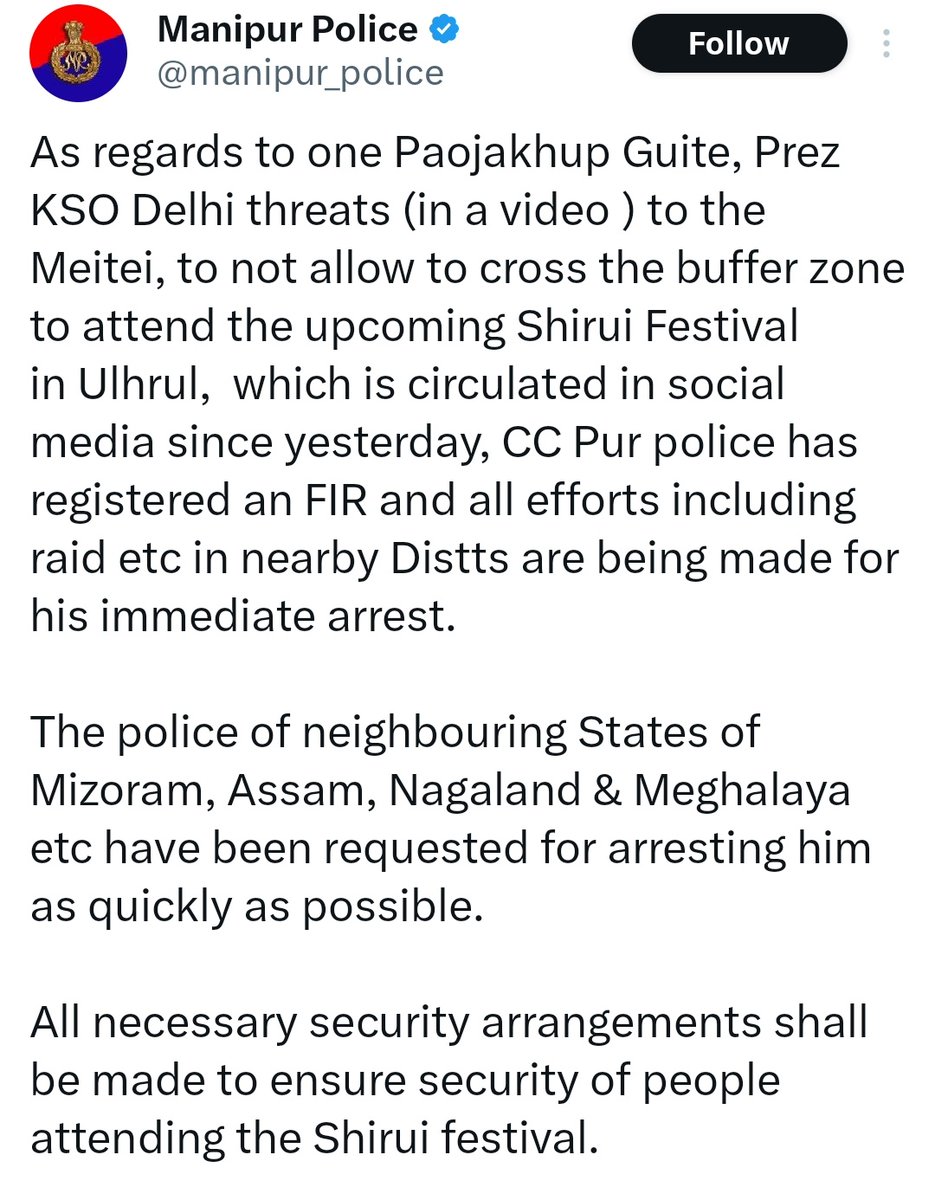 RayiCis's tweet photo. The recent actions of @manipur_police serve as a reminder why they are untrusted.

Once again, security responses appear sharp on one side and noticeably dulled on the other.

It’s moments like these that bring to mind the spirit behind Gandhi’s Non-Cooperation Movement of 1920. https://t.co/tyIhk1Hcdt