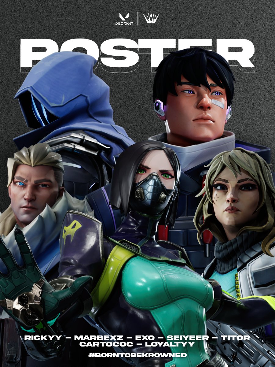 🚨 Mejor tarde que nunca 🚨 Presentamos nuestro nuevo roster de #VALORANT.

🩶 <a href="/17rickyy_/">1700rickyy</a> 
🩶 <a href="/marbexz/">KRW Marbexz</a> 
🩶 <a href="/PA1NXO/">EXØ</a> 
🩶 <a href="/seiyeer/">Seiyeer</a> 
🩶 <a href="/tiitoorr/">KRW titoR</a> 
🩶 <a href="/cartococ_/">Cartococ</a> 

🤍 <a href="/KantooVAL/">Kantoo🦦</a> 

#BornToBeKrownedv #GoKrown