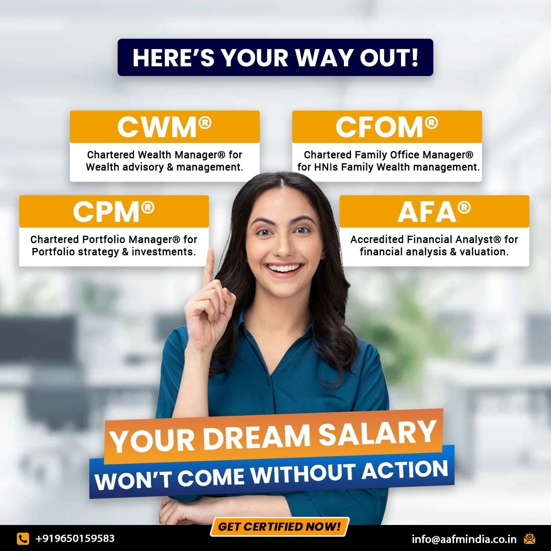 AafmIndia's tweet photo. No growth. No job security. No salary hike?
Break free from a stagnant finance job.
Get certified with:
โ
CWMยฎ | โ
CPMยฎ | โ
AFAยฎ | โ
CFOMยฎ
Boost your skills and upgrade your career.
๐ +91 9650159583
๐ฉ info@aafmindia.co.in
#financecertification #financejob #aafm https://t.co/kbWyFoPgey