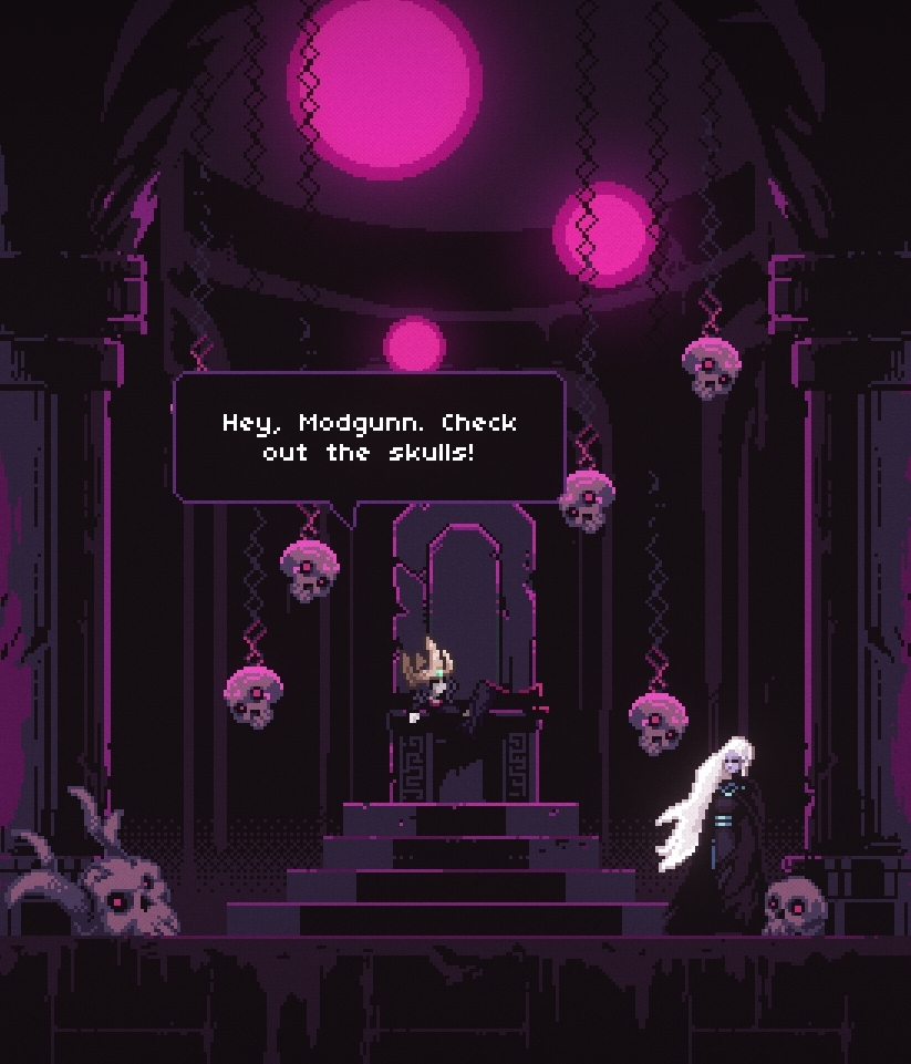 Hel is preparing a party for her soon-to-be-dead relatives.
store.steampowered.com/app/3430620
#pixelart #gamedev #steam #fromheltoasgard