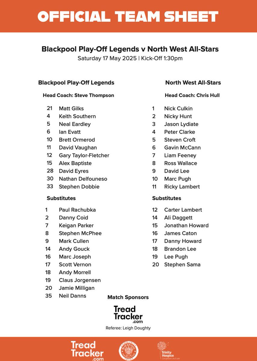 BlackpoolFC's tweet photo. Today's teams are in!
🍊 #UTMP https://t.co/kPxz3KnV7w