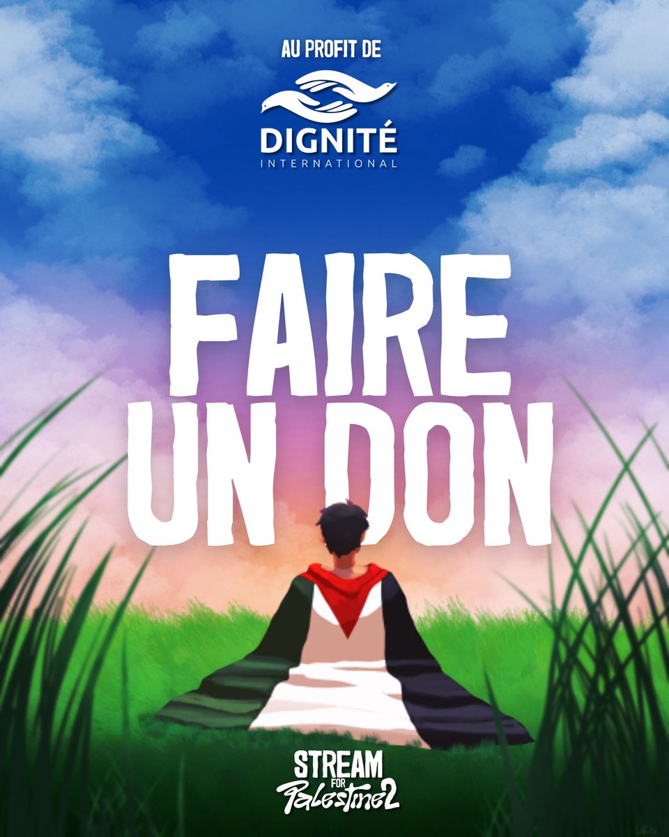 🇵🇸 COMMENT FAIRE UN DON ? 

• Directement la cagnotte générale :
streamlabscharity.com/teams/@stream-…

• En soutenant la cagnotte du streamer de ton choix : bit.ly/4k1etbU

Et n’oublie pas : un partage, c’est déjà énorme.

Merci pour votre soutien #StreamForPalestine ❤️