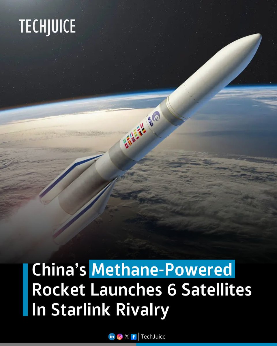 TechJuicePk's tweet photo. China’s LandSpace Launches 6 Satellites with Methane-Powered Rocket.
Chinese aerospace startup LandSpace Technology successfully deployed six satellites into orbit using its methane-fueled Zhuque-2 rocket on Saturday.
#LandSpace #MethaneRocket #ChinaSpace #SatelliteLaunch https://t.co/iQvu12gXSg