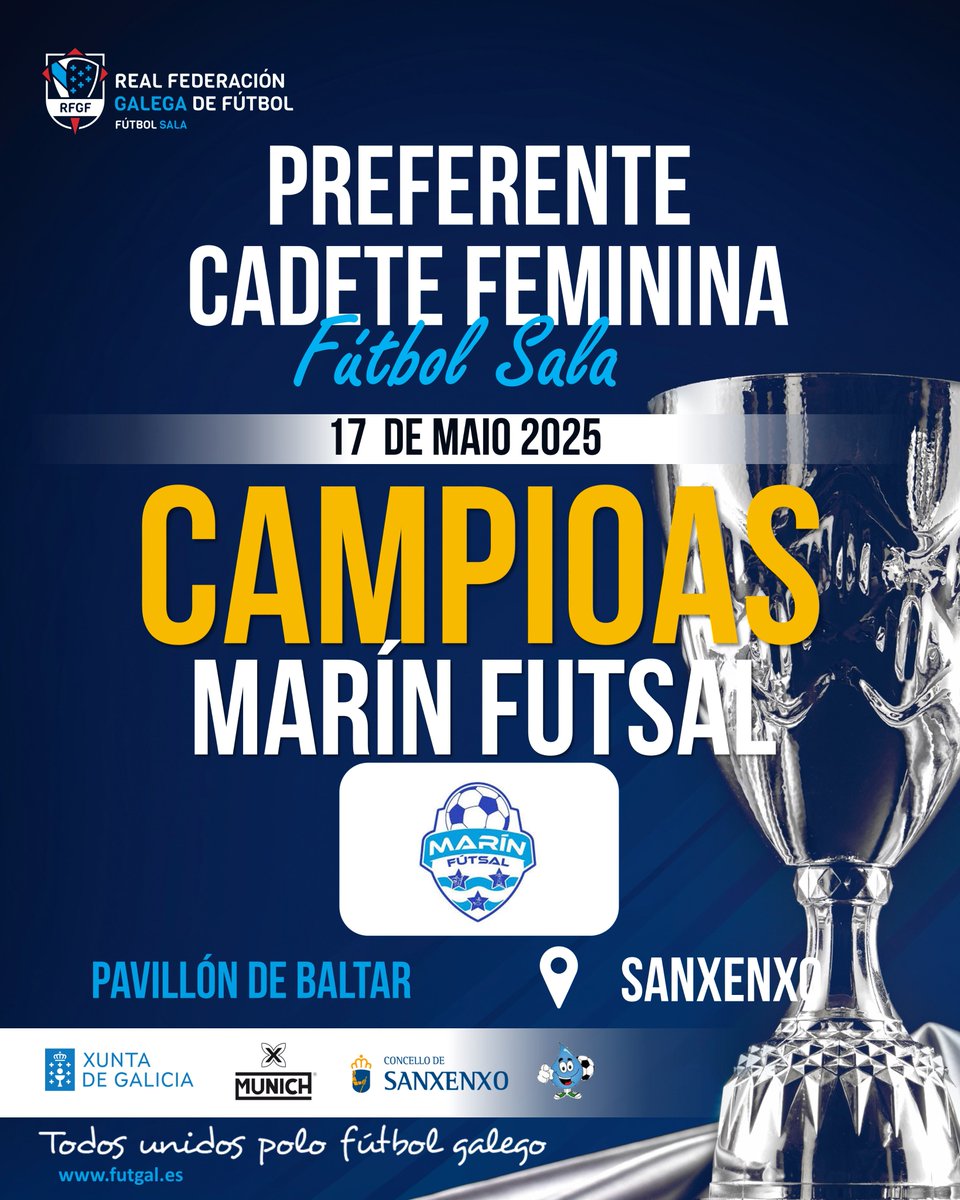 🏆 Xa temos flamantes CAMPIOAS da 𝐏𝐫𝐞𝐟𝐞𝐫𝐞𝐧𝐭𝐞 𝐂𝐚𝐝𝐞𝐭𝐞 𝐅𝐞𝐦𝐢𝐧𝐢𝐧𝐚 en <a href="/concello_sxx/">Concello de Sanxenxo</a> 

👏 Parabéns ao <a href="/marin_futsal/">Marín Futsal</a> polo título!

👏 Noraboa tamén para o <a href="/CDLPfs/">Club Deportivo La Peña</a>  subcampionato

#Futsal