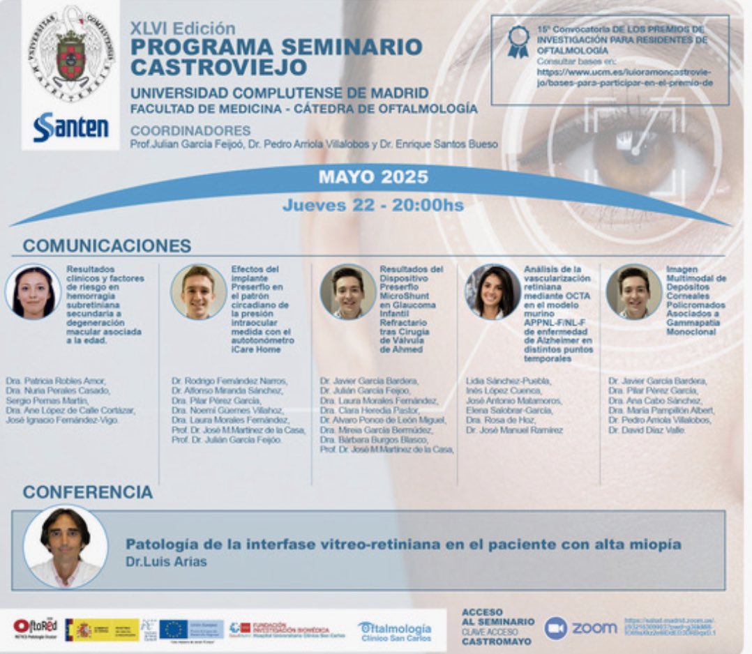 Este jueves día 22, nueva edición del Seminario Castroviejo. En esta ocasión, con una conferencia a cargo del Dr. Arias. Os esperamos