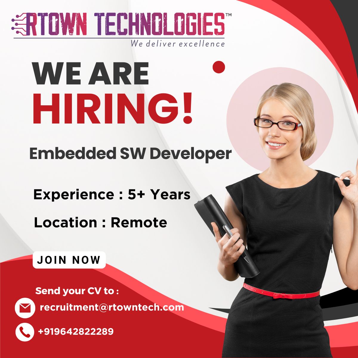 RtownT1463's tweet image. 🚨 We're Hiring! 🚨
Join us as an Embedded Software Developer (5+ yrs experience) – Remote Opportunity
📩 Send your CV to: recruitment@rtowntech.com
📱 Contact: +91 96428 22289
#Hashtags:
#EmbeddedDeveloper #RemoteJobs #HiringNow #LinuxDevelopment #WiFiTech #NetworkingJobs