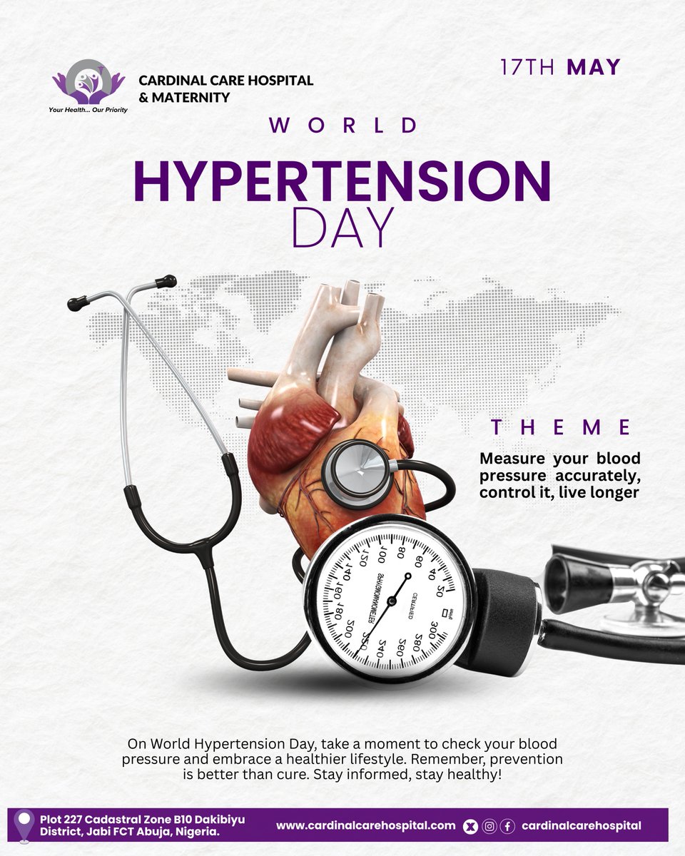 cardinalcareHM's tweet photo. World Hypertension Day is a powerful reminder of the importance of knowing your blood pressure and taking control of your heart health. 

This day encourages everyone, regardless of age, to get their blood pressure checked regularly. 

https://t.co/oYRA0AbQQN https://t.co/AMURv3THGf