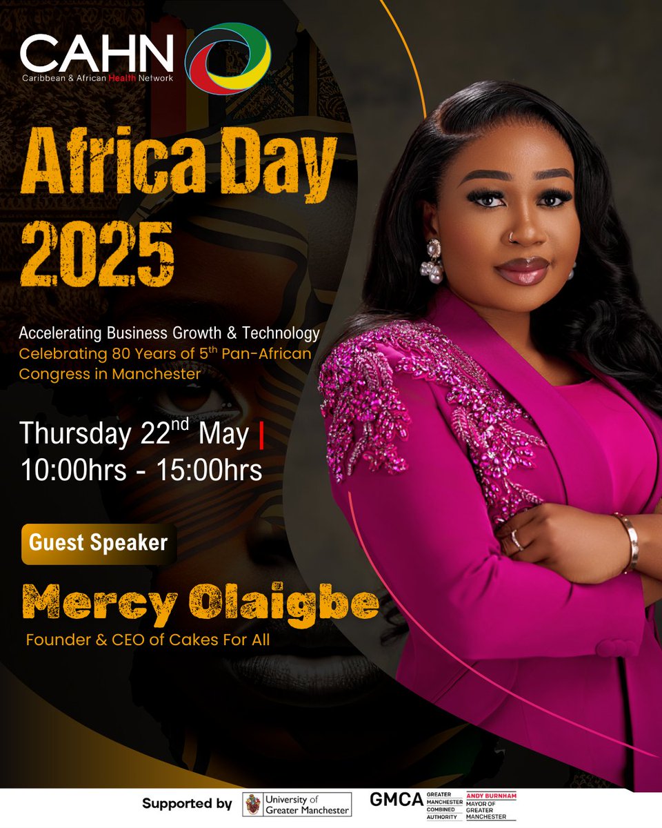 Caribbean & African Health Network (@cahn_uk) on Twitter photo From #Tech to Tiered Cakes!
Meet Mercy, ex-software #tester turned cake boss & CEO of CakesForAll. Sheโs sharing her sweet journey of reinvention at CAHNโs Africa Day 2025!
๐ฉ๐พโ๐ณ Ready to level up your hustle?
๐๏ธ Register: Africadayevent2025.eventbrite.co.uk
#WomenInBusiness #BlackExcellence From #Tech to Tiered Cakes!
Meet Mercy, ex-software #tester turned cake boss & CEO of CakesForAll. Sheโs sharing her sweet journey of reinvention at CAHNโs Africa Day 2025!
๐ฉ๐พโ๐ณ Ready to level up your hustle?
๐๏ธ Register: Africadayevent2025.eventbrite.co.uk
#WomenInBusiness #BlackExcellence